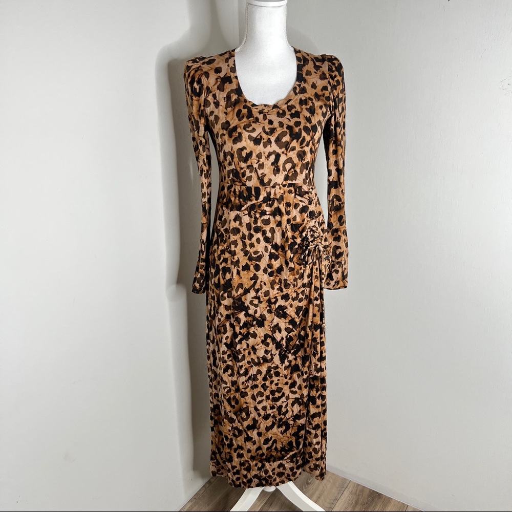 CAbi Selma Animal Print Midi Dress Size XS